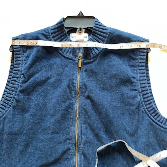 VTG-Alfred Dunner- 12-navy blue-corduroy sleeveless zip up vest lined rib detail - Picture 10 of 12